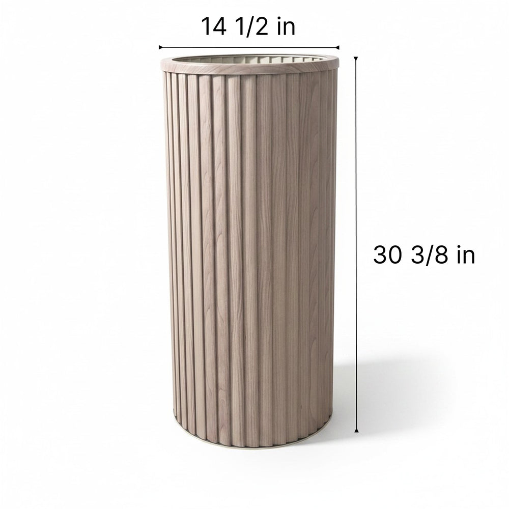 Round Strata Column Planter XL - Ash Brown Media 2