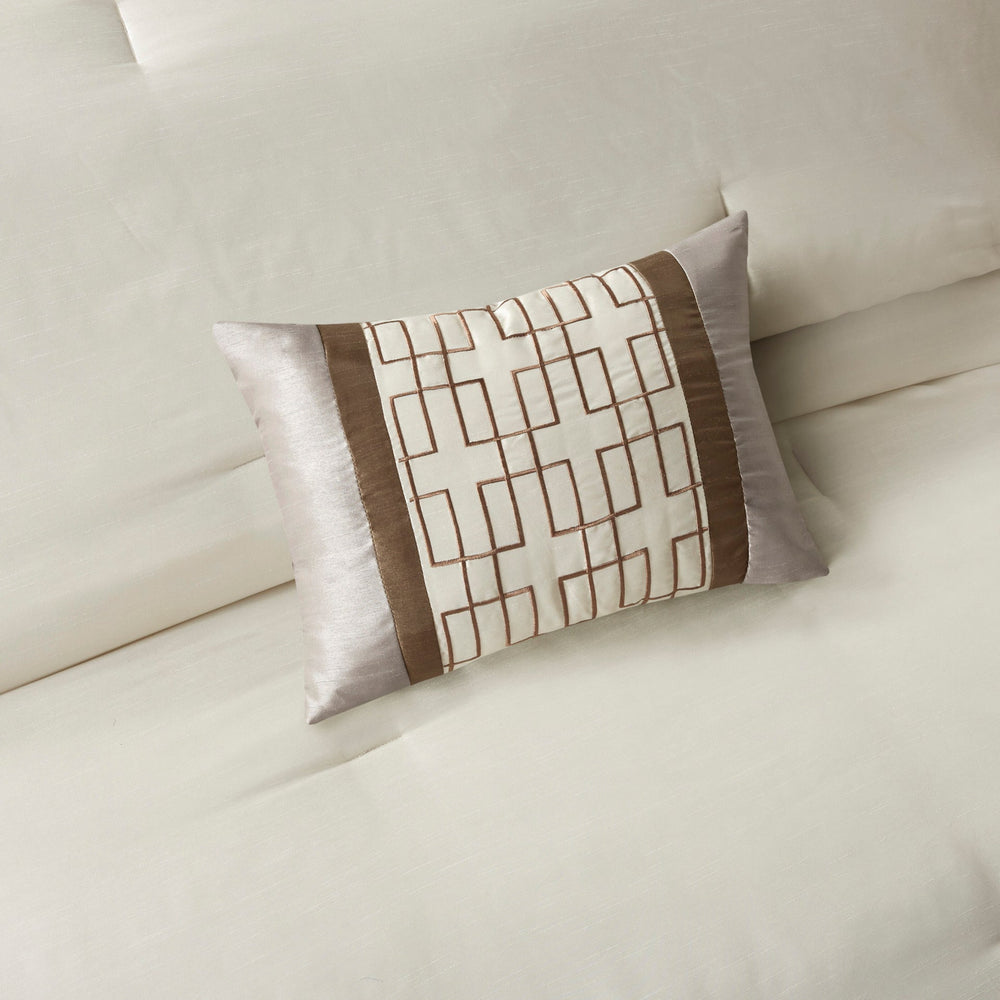 7 Piece Comforter Set Taupe/Brown Queen Media 4
