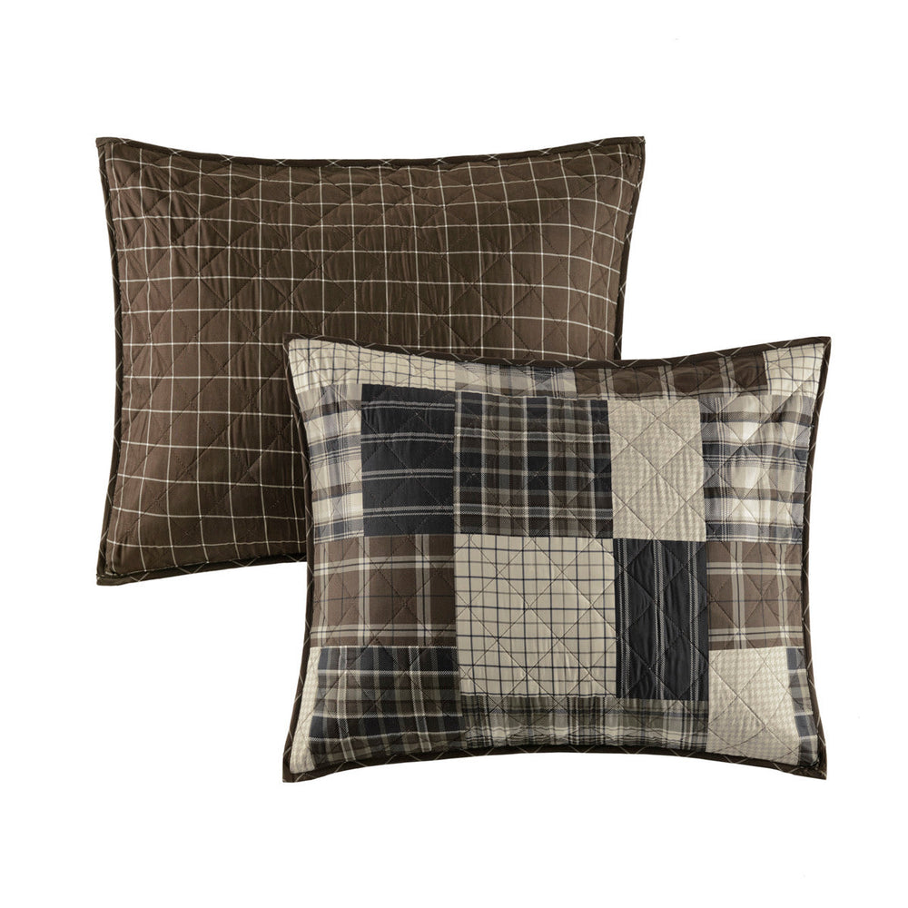 3 Piece Reversible Printed Quilt Set Black/Brown Full/Queen Media 11