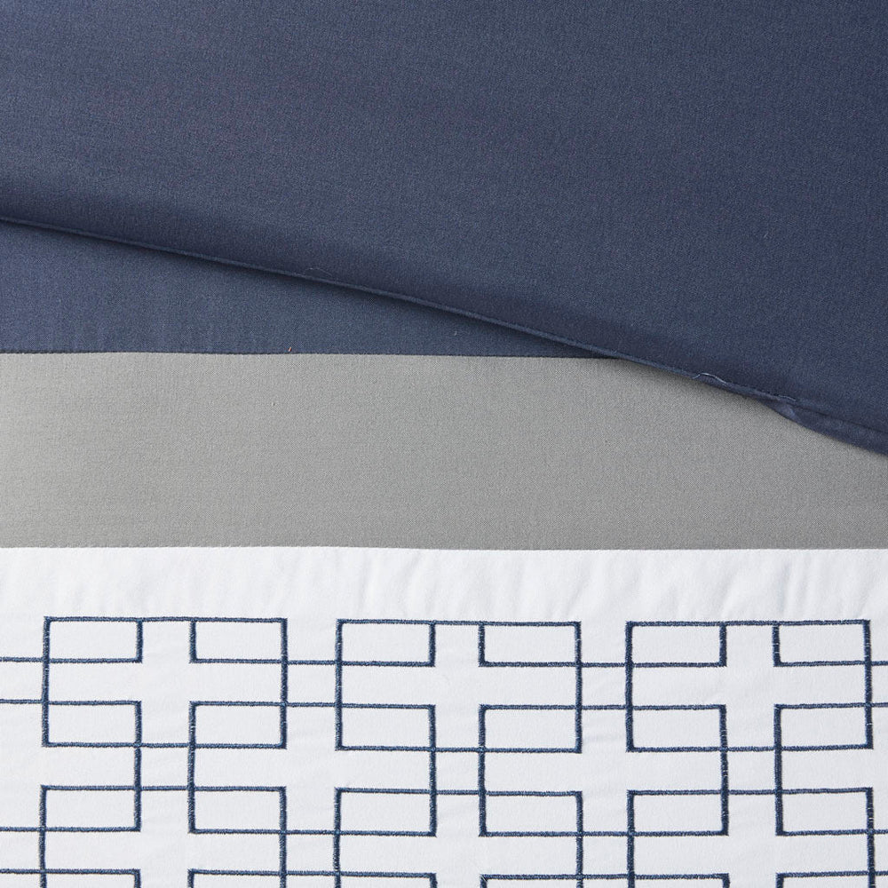 8 Piece Embroidered Comforter Set Navy Cal King Media 5