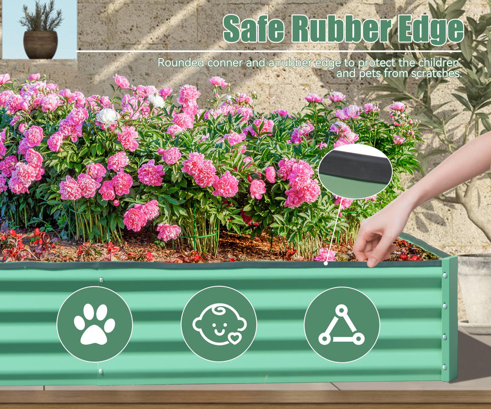 6x3x1ft Galvanized Raised Garden Bed, Outdoor Planter Garden Boxes Large Metal Planter Box for Gardening Vegetables Fruits Flowers, Green Media 2