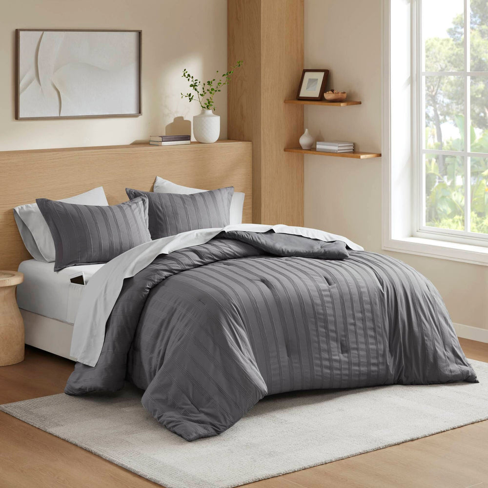 7-Piece Full Woven Striped Comforter Set Media 1