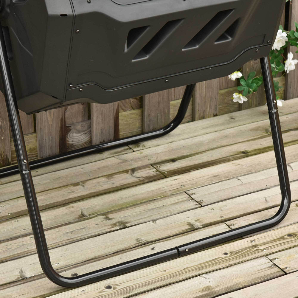 Outsunny Tumbling Compost Bin Outdoor 360° Dual Chamber Rotating Composter 43 Gallon, Green Media 7