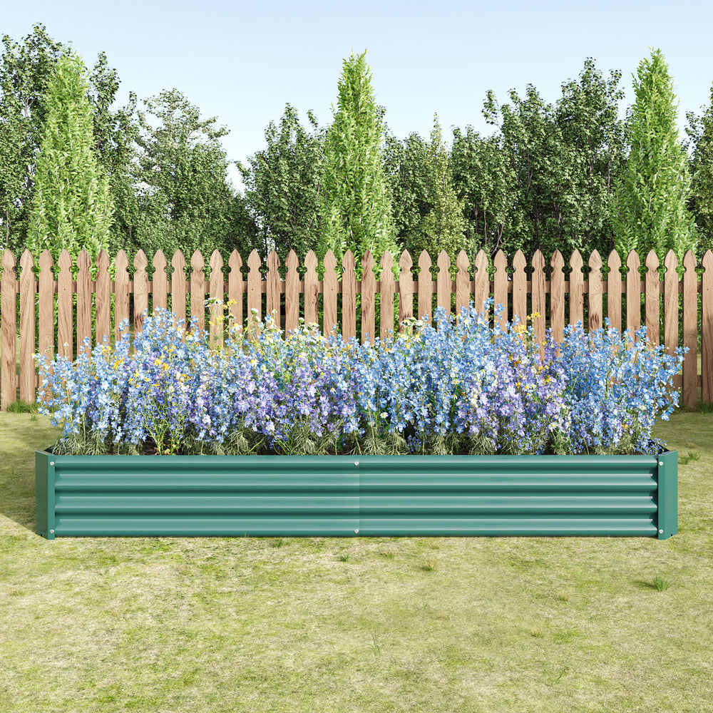 Raised Garden Bed Kit - Metal Raised Bed Garden 7.6x3.7x0.98ft for Flower Planters, Vegetables Herb Green Media 1