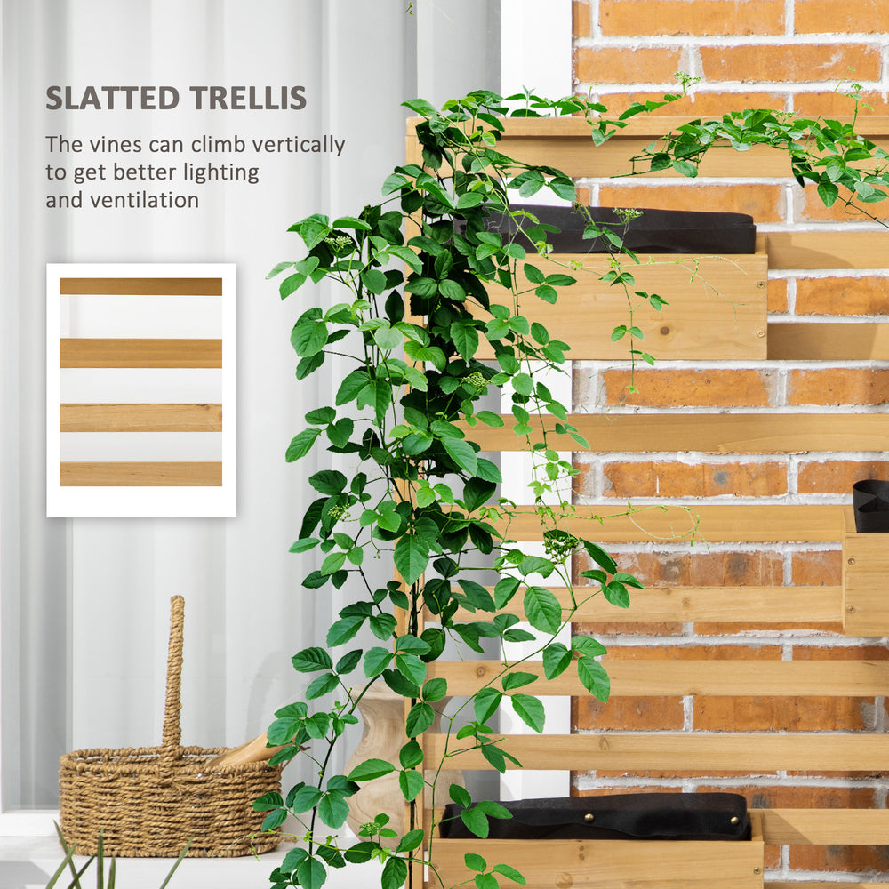 Outsunny Wooden Plant Trellis Stand with 5 Hanging Planter Boxes, Freestanding Outdoor Plant Stand for Patio, Garden, Balcony, Porch Media 5