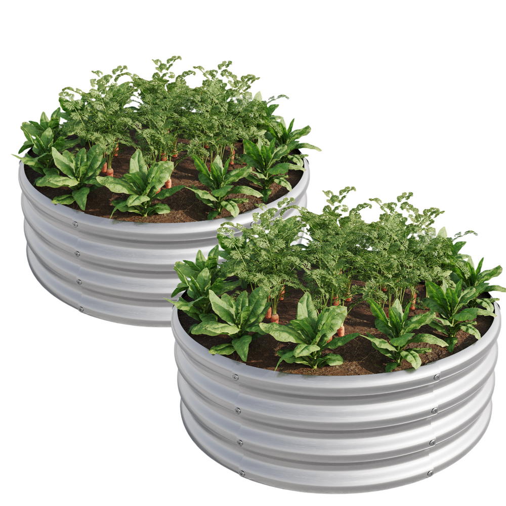 2PCS 32.08'*11.4' Tall Round Raised Garedn Bed,Metal Raised Beds for Vegetables, Outdoor Garden Raised Planter Box, Backyard Patio Planter Raised Beds for Flowers, Herbs, Fruits Silver Media 8