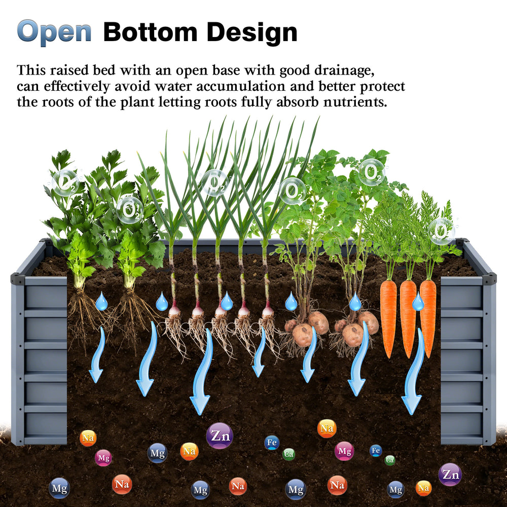 6x3x2 ft Large Raised Garden Bed, Gray Rectangular Galvanized Metal Outdoor Planter with 269 Gallon Capacity and Deep Root Design, Ideal for Growing Vegetables, Flowers and Herbs Media 7