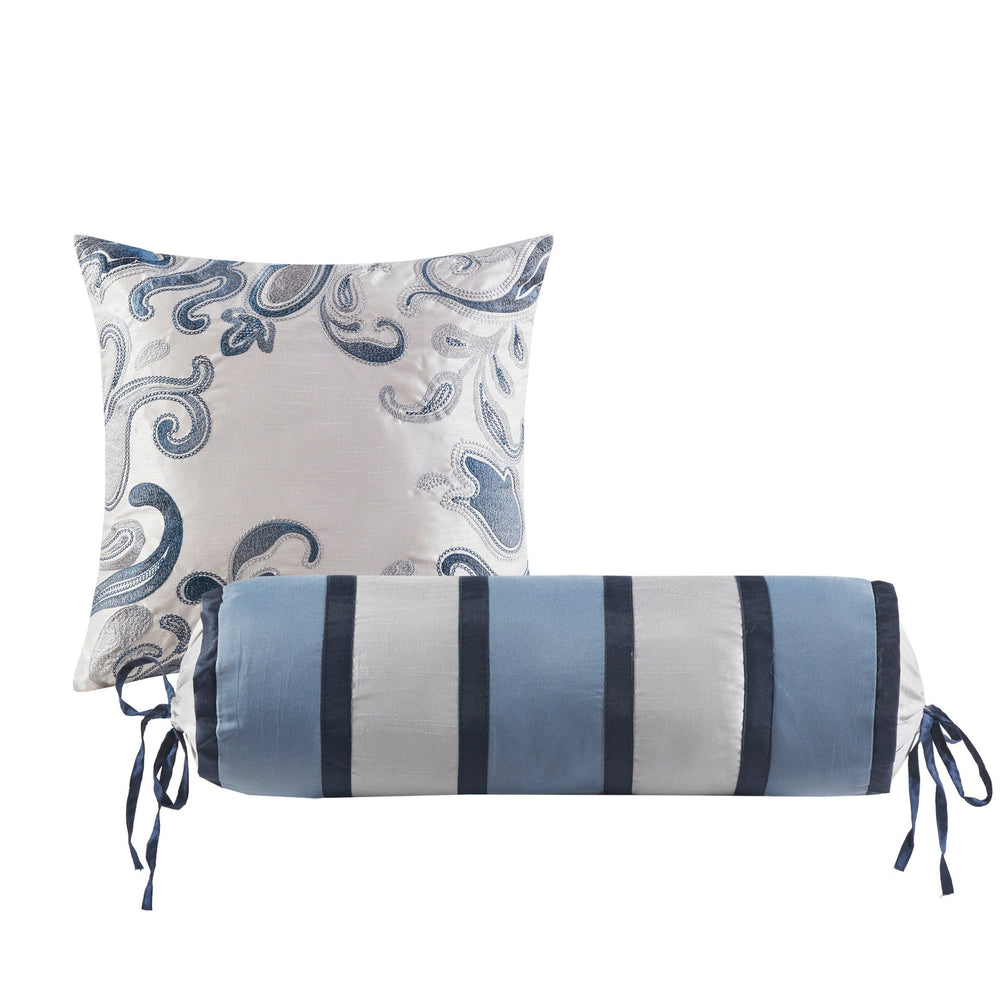 5 Piece Jacquard Bedspread Set with Throw Pillows Navy King Media 4