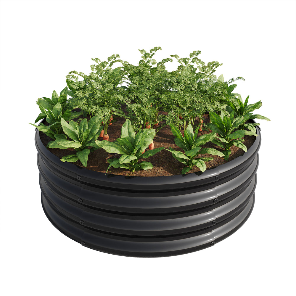 32.08'*11.4' Tall Round Raised Garedn Bed,Metal Raised Beds for Vegetables, Outdoor Garden Raised Planter Box, Backyard Patio Planter Raised Beds for Flowers, Herbs, Fruits Black Media 7