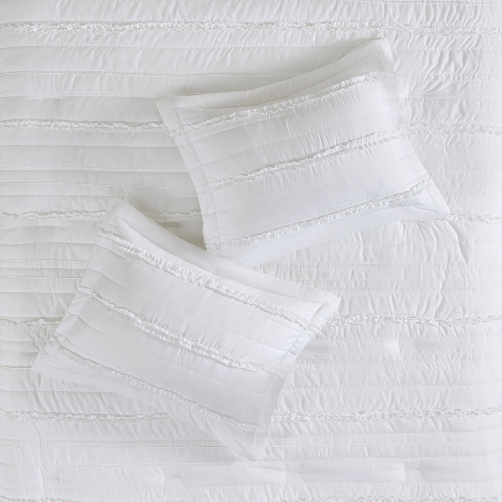 5 Piece   Ruffled Comforter Set White King Media 5