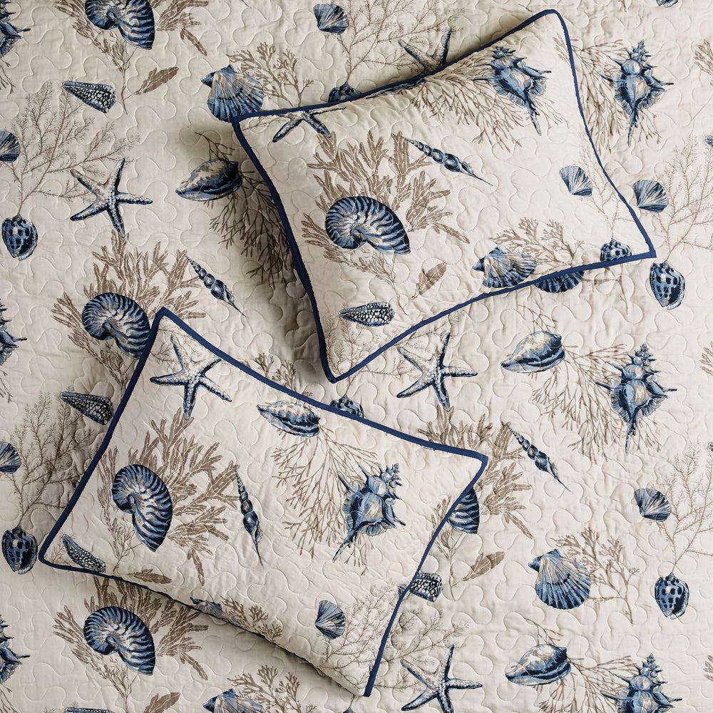 Brushed   Quilt Set with Throw Pillows Blue Full/Queen Media 4