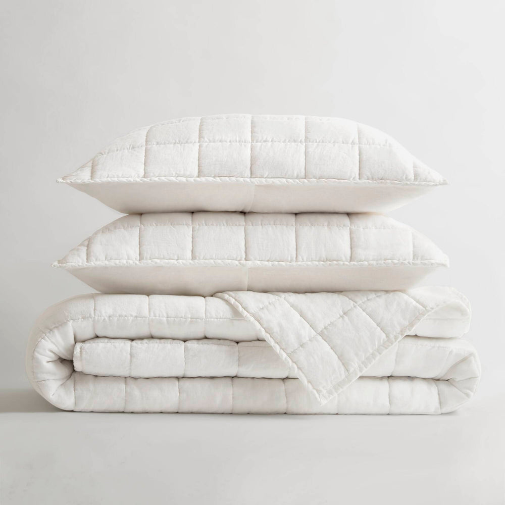 3-Piece King/Cal King Linen Garment Washed Quilt Set,White Media 14