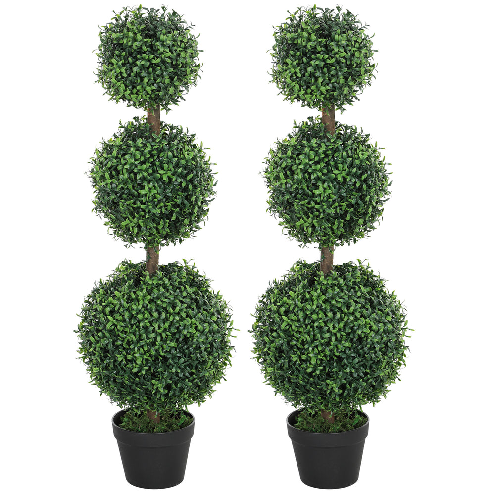 2 pcs/set. Artificial Ball Boxwood Topiary Trees, Fake Plants in Pot Media 9