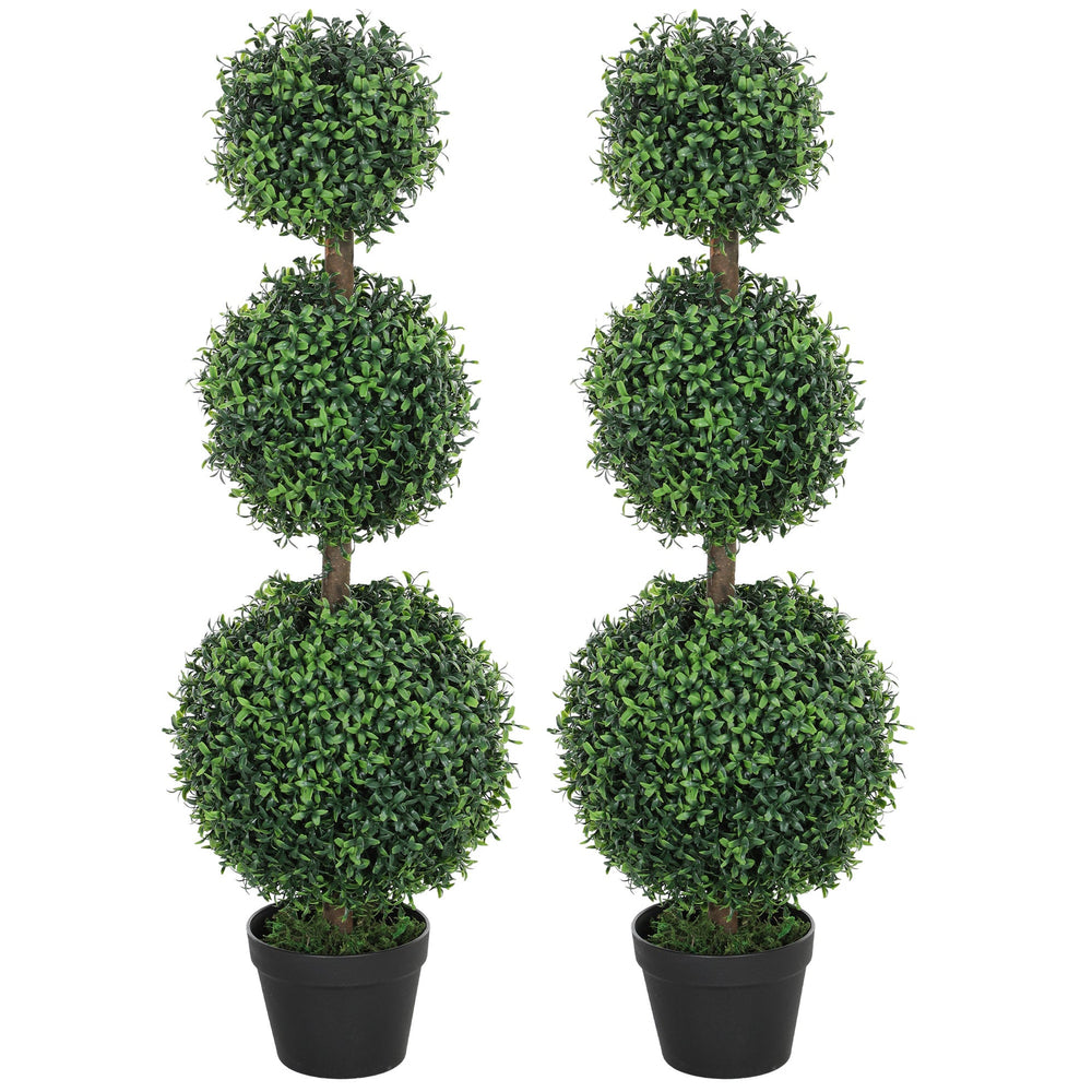 2 pcs/set. Artificial Ball Boxwood Topiary Trees, Fake Plants in Pot Media 9