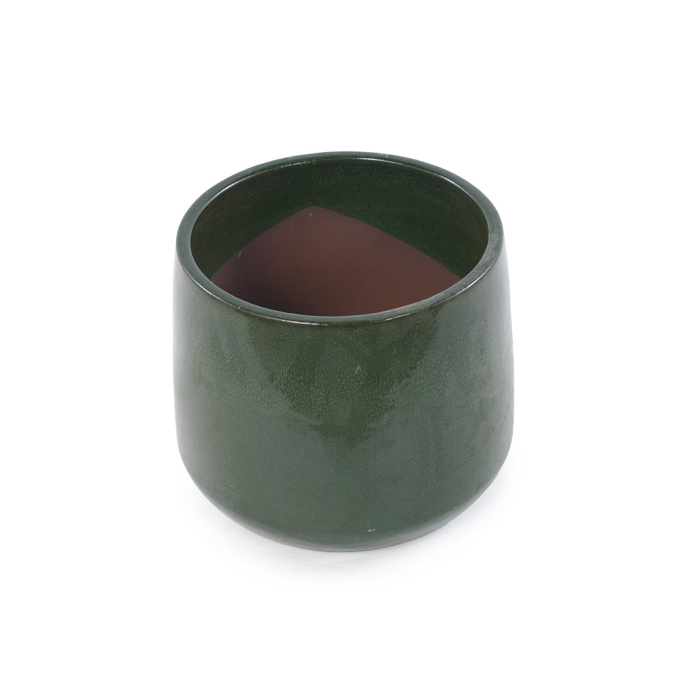 Handmade Solid Glazed Ceramic Planter Set of 4, 14/11/9/7 Inch Diameter, Deep Green, for Succulents and Cacti, Outdoor Garden & Indoor Stairs Use, Breathable Clay with Drainage Holes Media 9