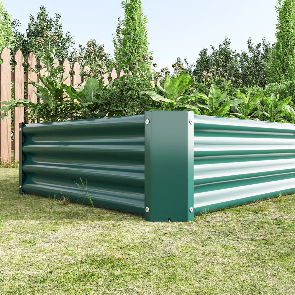 2PCS Green 6×3×1ft Metal Raised Rectangle Garden Planter Beds Media 7