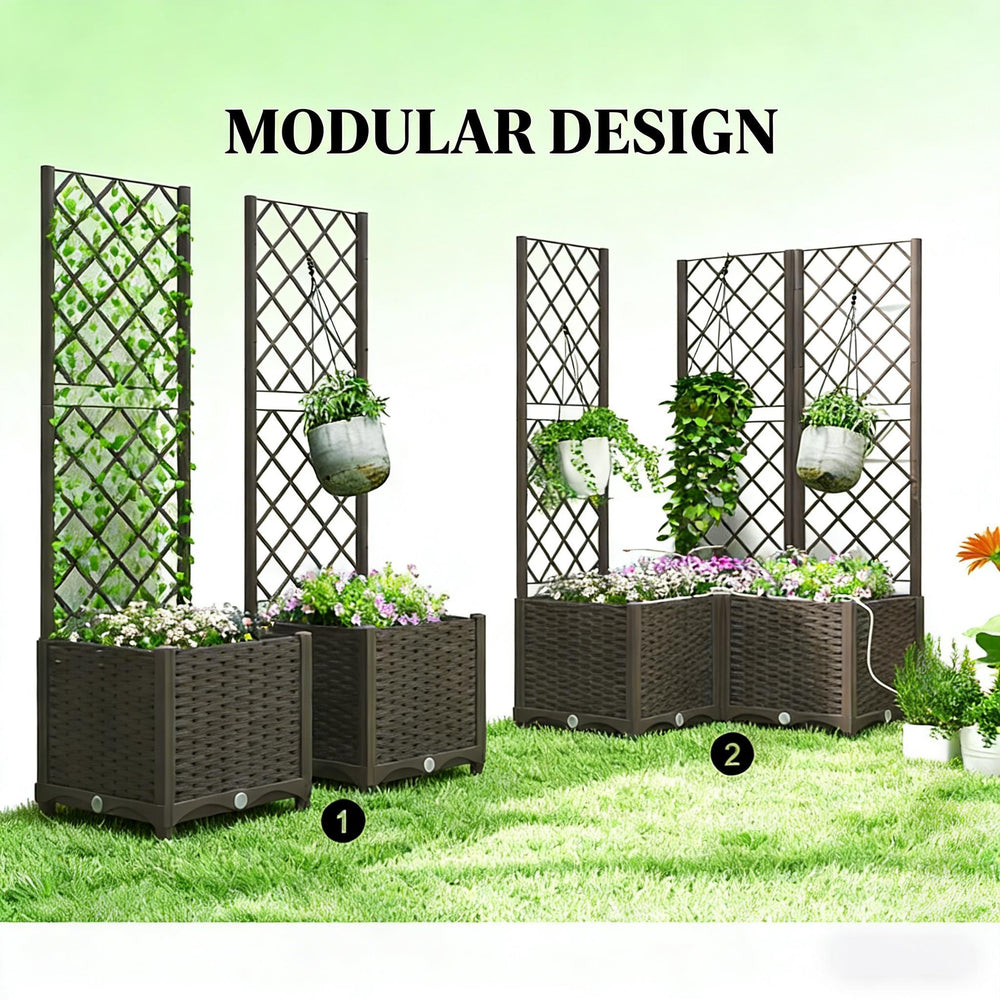 Outdoor Planter Box,Practical Self-Watering Raised Garden Bed Media 9