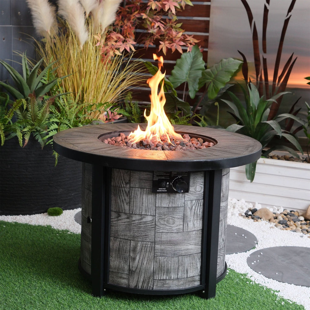 Outdoor Propane Fire Pit Concrete Stonecrest & Lava Rocks Cover Included Media 13