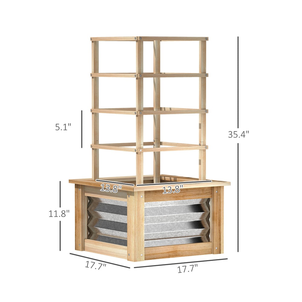 Galvanized Planter Box Elevated Garden Bed,Wooden Raised Garden Bed with Trellis,for Garden,Patio Media 3