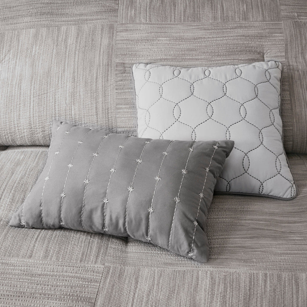 7 Piece Printed Seersucker Comforter Set Grey Cal King Media 6