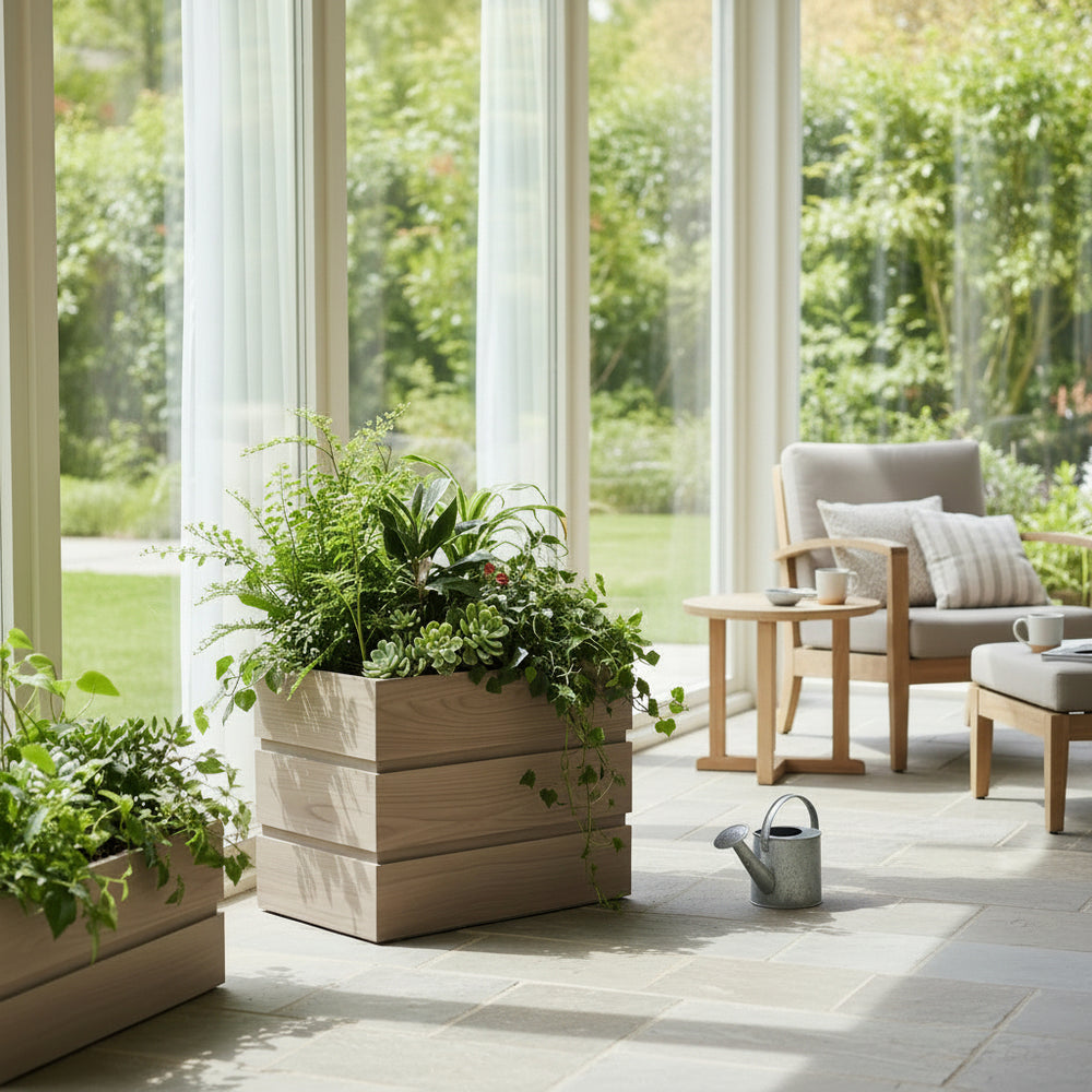 Rectanglar Terrace Planter Tall - Ash Brown Media 2