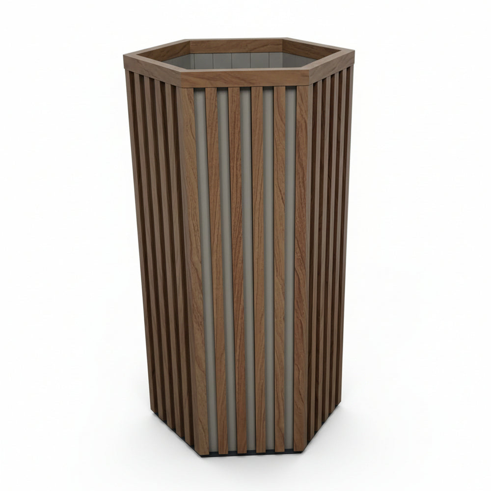 Hexagon Column Planter LG - Medium Brown Media 1