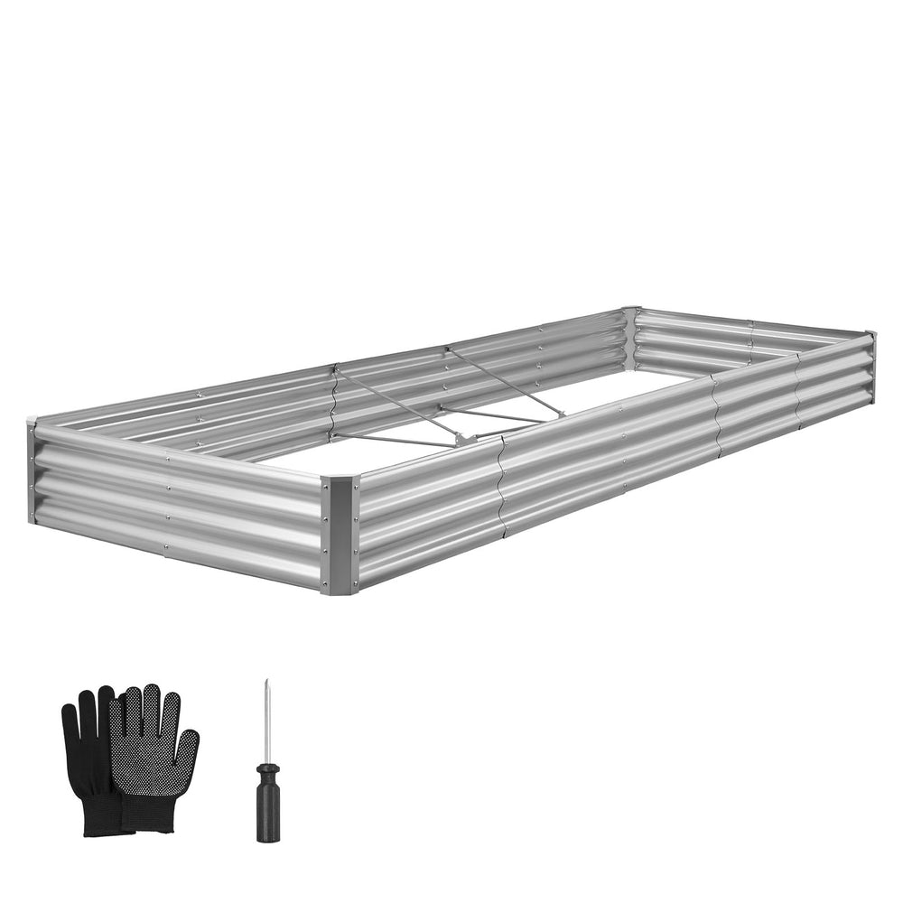 Metal Raised Garden Bed, 12 x 4 x 1 ft Outdoor Galvalume Planter Garden Box, Open Bottom Design, Large Planter Raised Bed for Growing Vegetables, Flowers, and Succulents, Galvanized Color Media 9