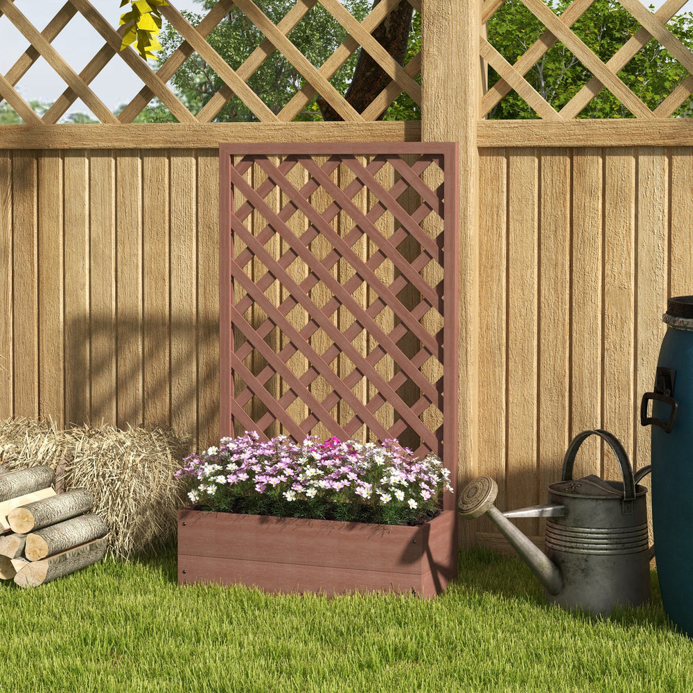 Outsunny Raised Garden Bed with Trellis Lattice, Wood Planter Box with Self Draining Gap, Freestanding Trellis Planter for Climbing Plants, Vines, Flowers, 29.5' x 13.25' x 53.25', Light Brown Media 9