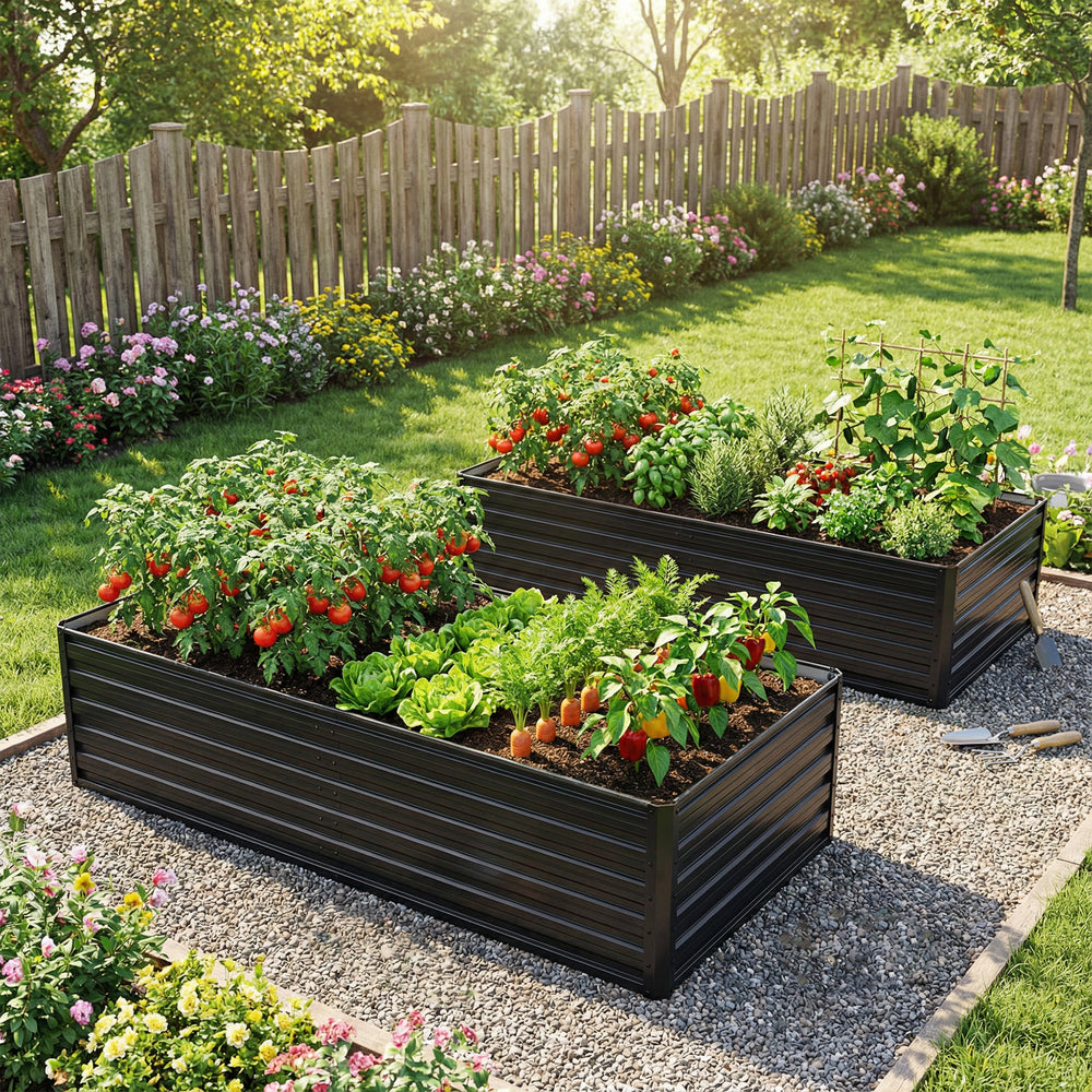 2-Pack 6x3x2 FT Galvanized Metal Raised Garden Beds, Reinforced Rustproof Colored Steel Planter Boxes for Vegetables, Flowers, Herbs and Succulents Outdoor Media 9