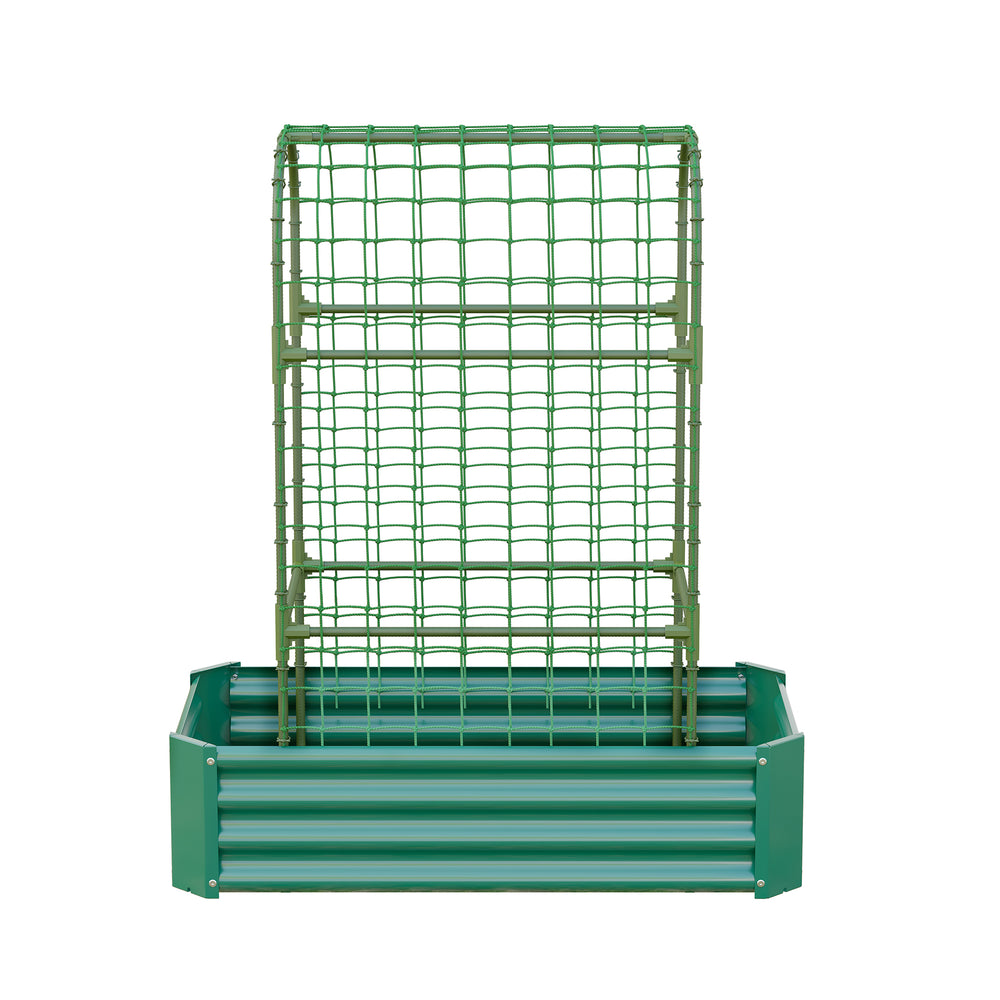 2-in-1 Raised Garden Bed with Trellis - 59' Tall Arch Planter Box for Climbing Plants, Outdoor Galvanized Metal Gardening Bed for Vegetables, Fruits, Flowers (Green, 4x2x1 Ft) Media 15