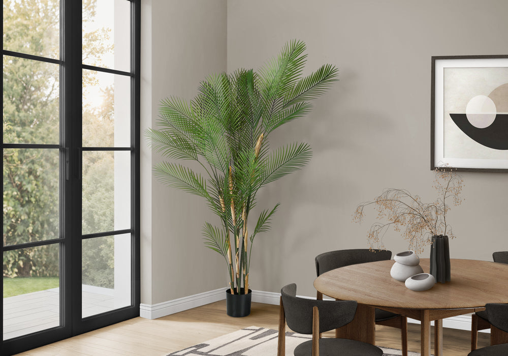 Artificial Plant, 83' Tall, Palm Tree, Decorative, Floor, Indoor, Potted, Real Touch, Green Leaves, Black Pot Media 1