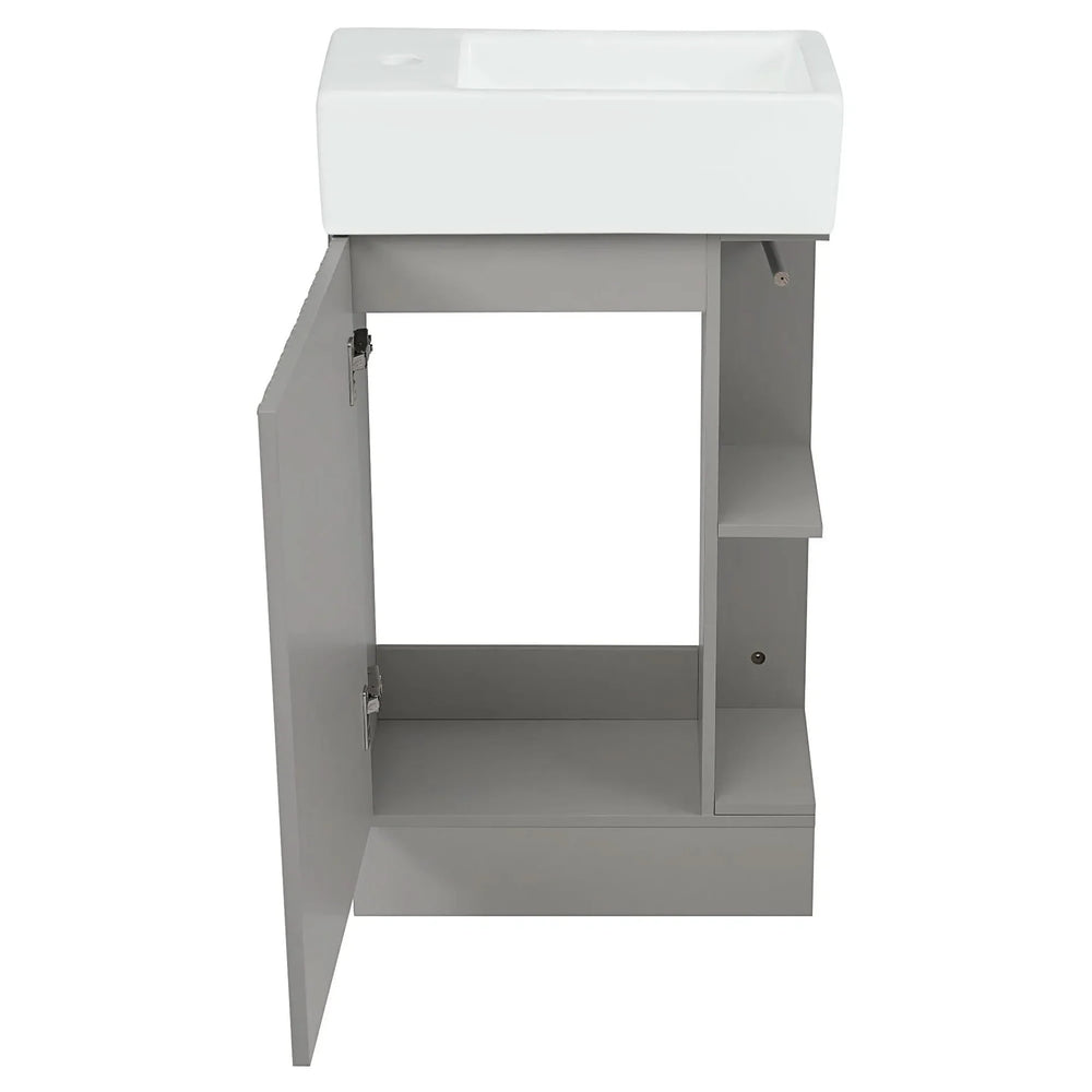 Bathroom Vanity With Sink MDF Grey Two-Tier Shelf Left Or Right Orientation Media 22