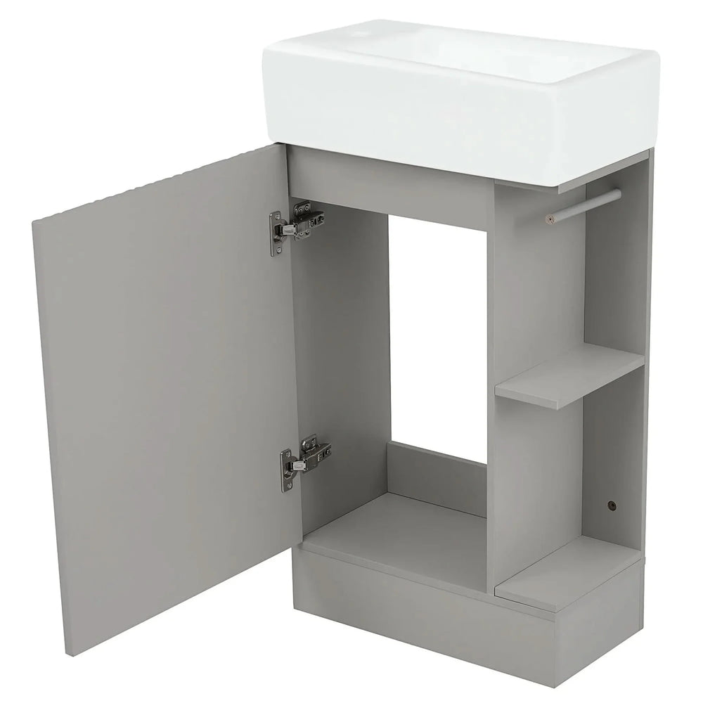 Bathroom Vanity With Sink MDF Grey Two-Tier Shelf Left Or Right Orientation Media 15