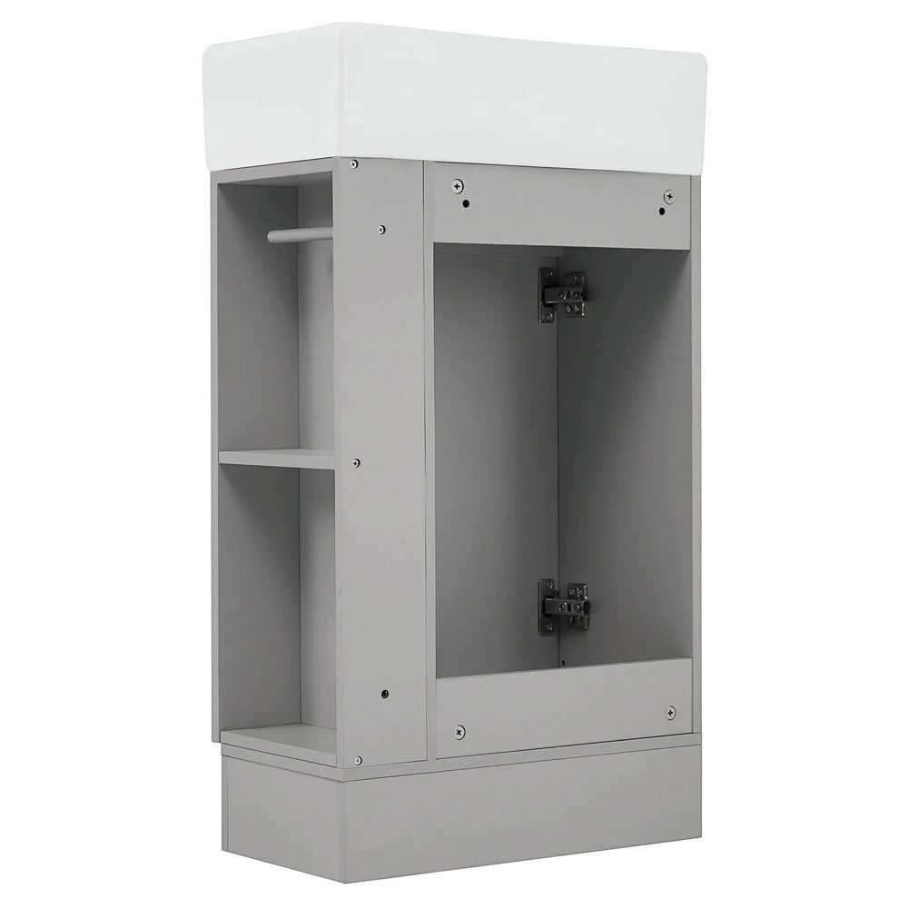 Bathroom Vanity With Sink MDF Grey Two-Tier Shelf Left Or Right Orientation Media 24