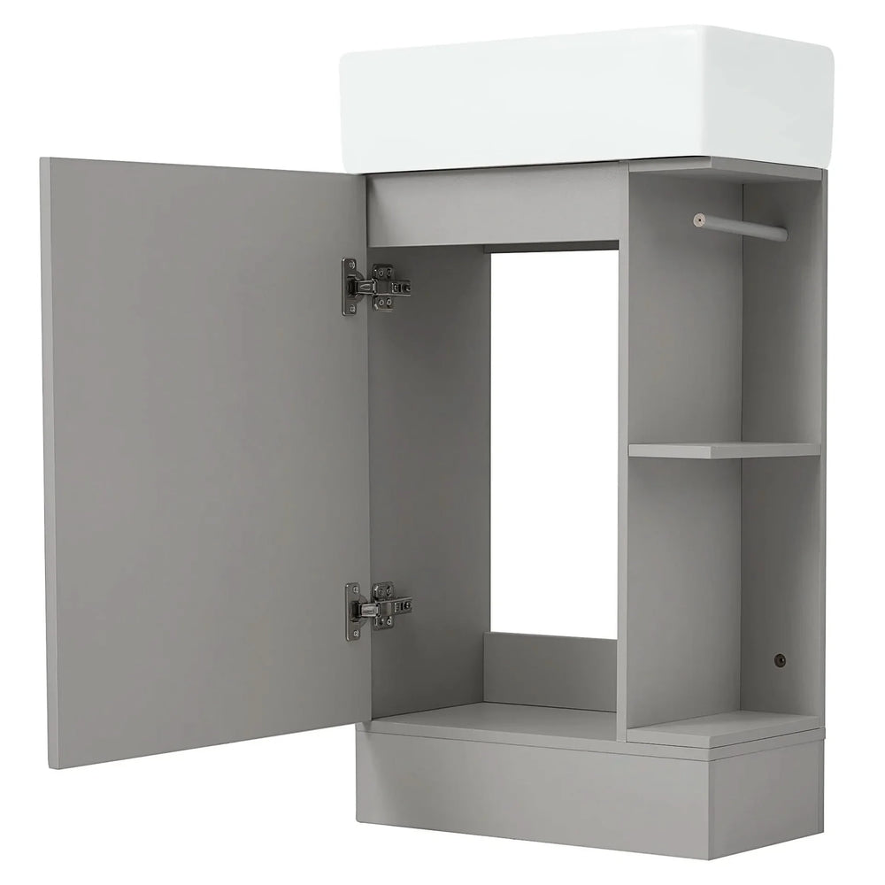 Bathroom Vanity With Sink MDF Grey Two-Tier Shelf Left Or Right Orientation Media 18