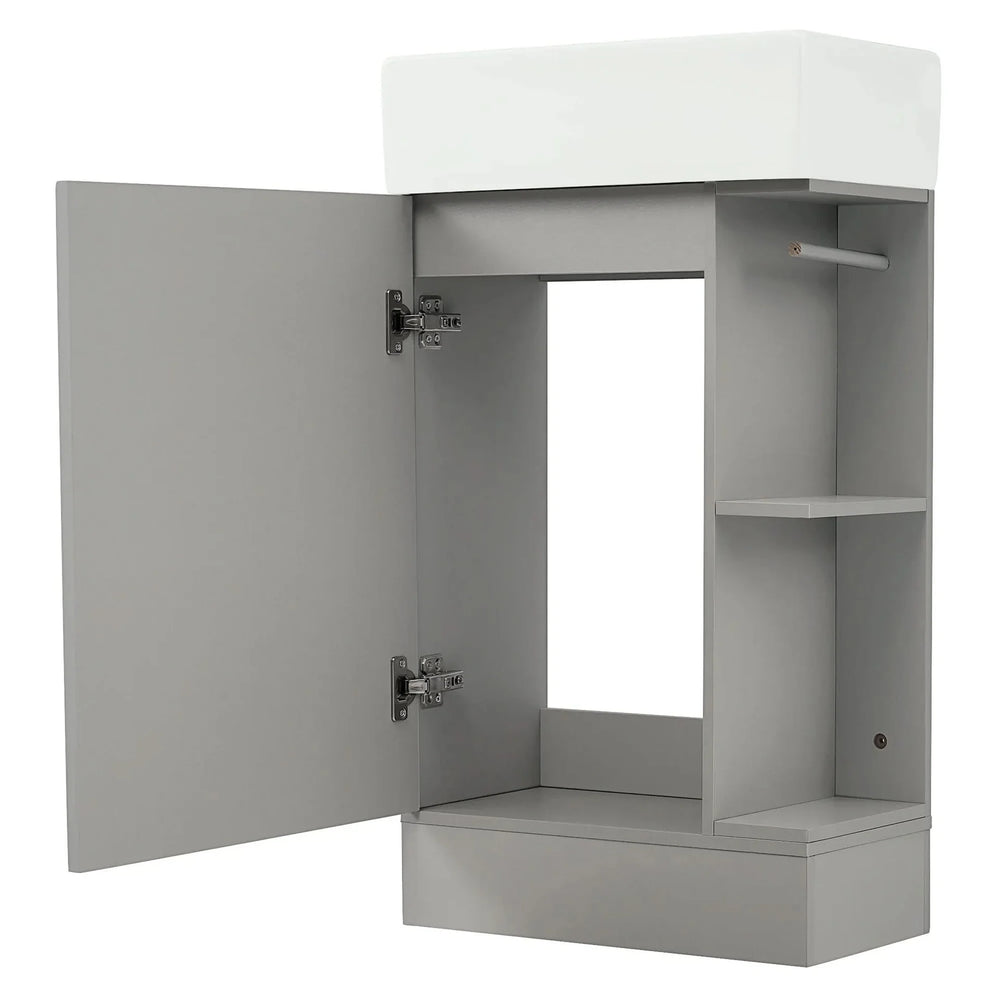 Bathroom Vanity With Sink MDF Grey Two-Tier Shelf Left Or Right Orientation Media 16
