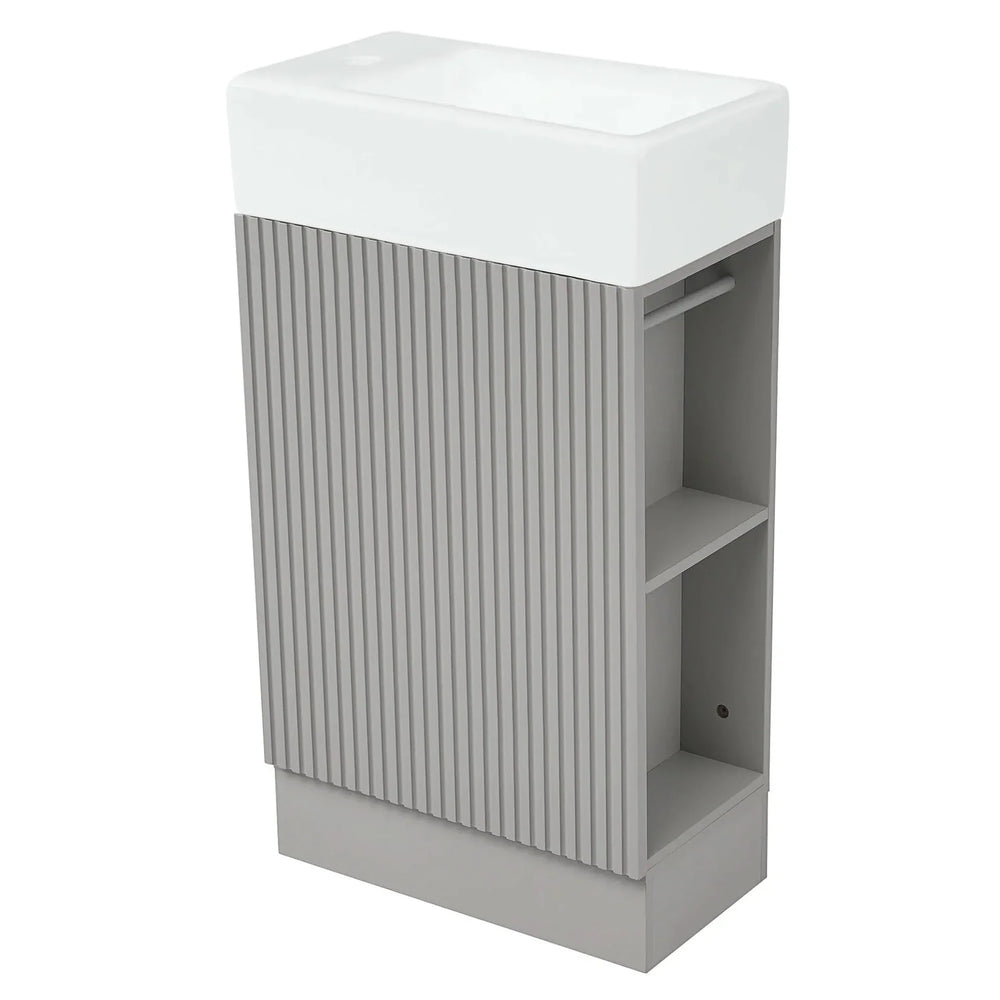 Bathroom Vanity With Sink MDF Grey Two-Tier Shelf Left Or Right Orientation Media 19