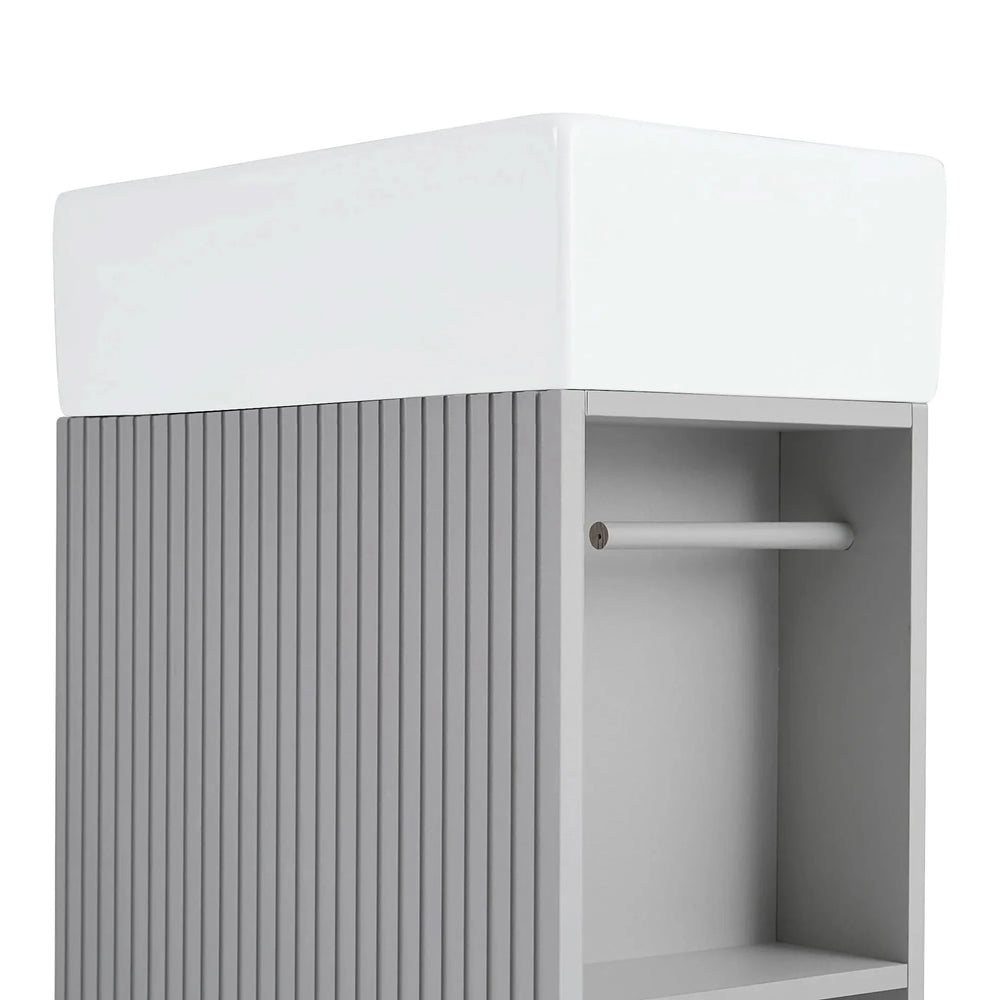Bathroom Vanity With Sink MDF Grey Two-Tier Shelf Left Or Right Orientation Media 25