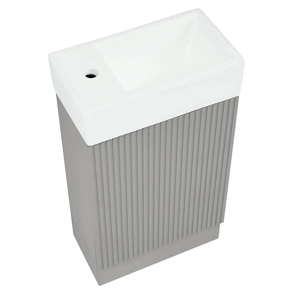 Bathroom Vanity With Sink MDF Grey Two-Tier Shelf Left Or Right Orientation Media 21
