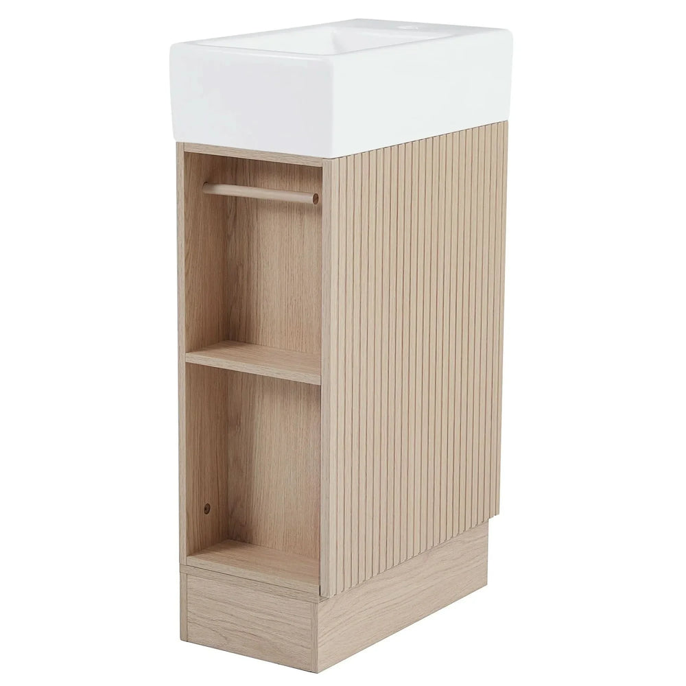 Bathroom Vanity Natural Finish & Two Tier Shelf & Left Or Right Orientation Media 14
