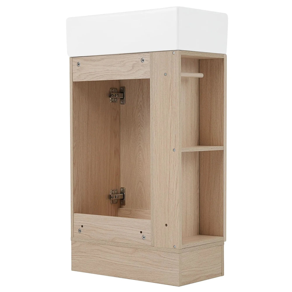 Bathroom Vanity Natural Finish & Two Tier Shelf & Left Or Right Orientation Media 21