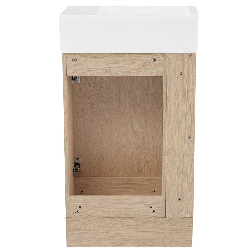 Bathroom Vanity Natural Finish & Two Tier Shelf & Left Or Right Orientation Media 22