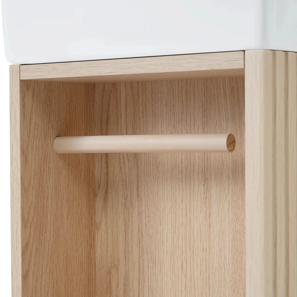 Bathroom Vanity Natural Finish & Two Tier Shelf & Left Or Right Orientation Media 24