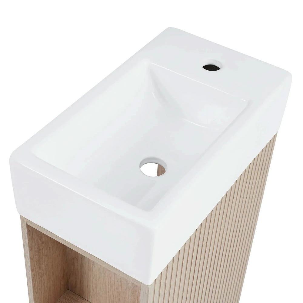 Bathroom Vanity Natural Finish & Two Tier Shelf & Left Or Right Orientation Media 23