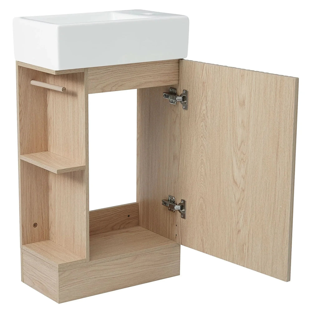Bathroom Vanity Natural Finish & Two Tier Shelf & Left Or Right Orientation Media 19