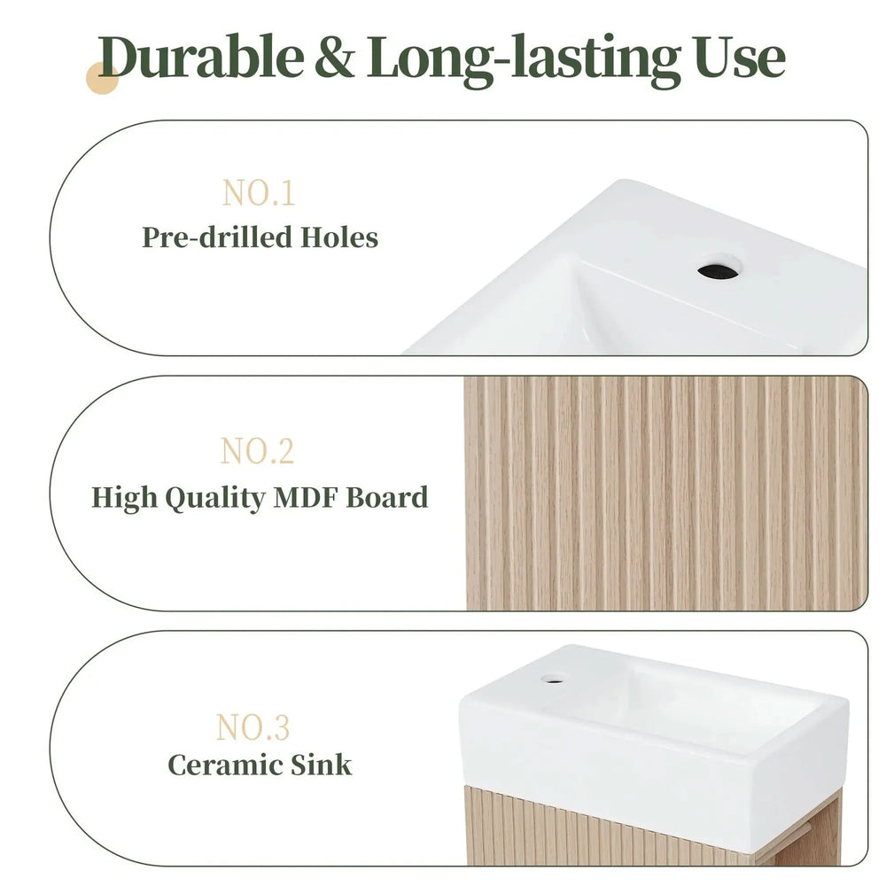 Bathroom Vanity Natural Finish & Two Tier Shelf & Left Or Right Orientation Media 7