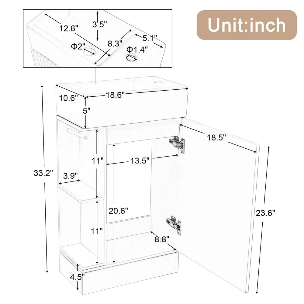 Bathroom Vanity Cabinet With Two Tier Shelf Left Or Right Orientation Media 5