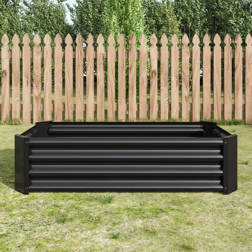 Black 4×2×1ft Metal Raised Garden Bed, Rectangle Raised Planter for Flowers Plants, Vegetables Herb Media 8