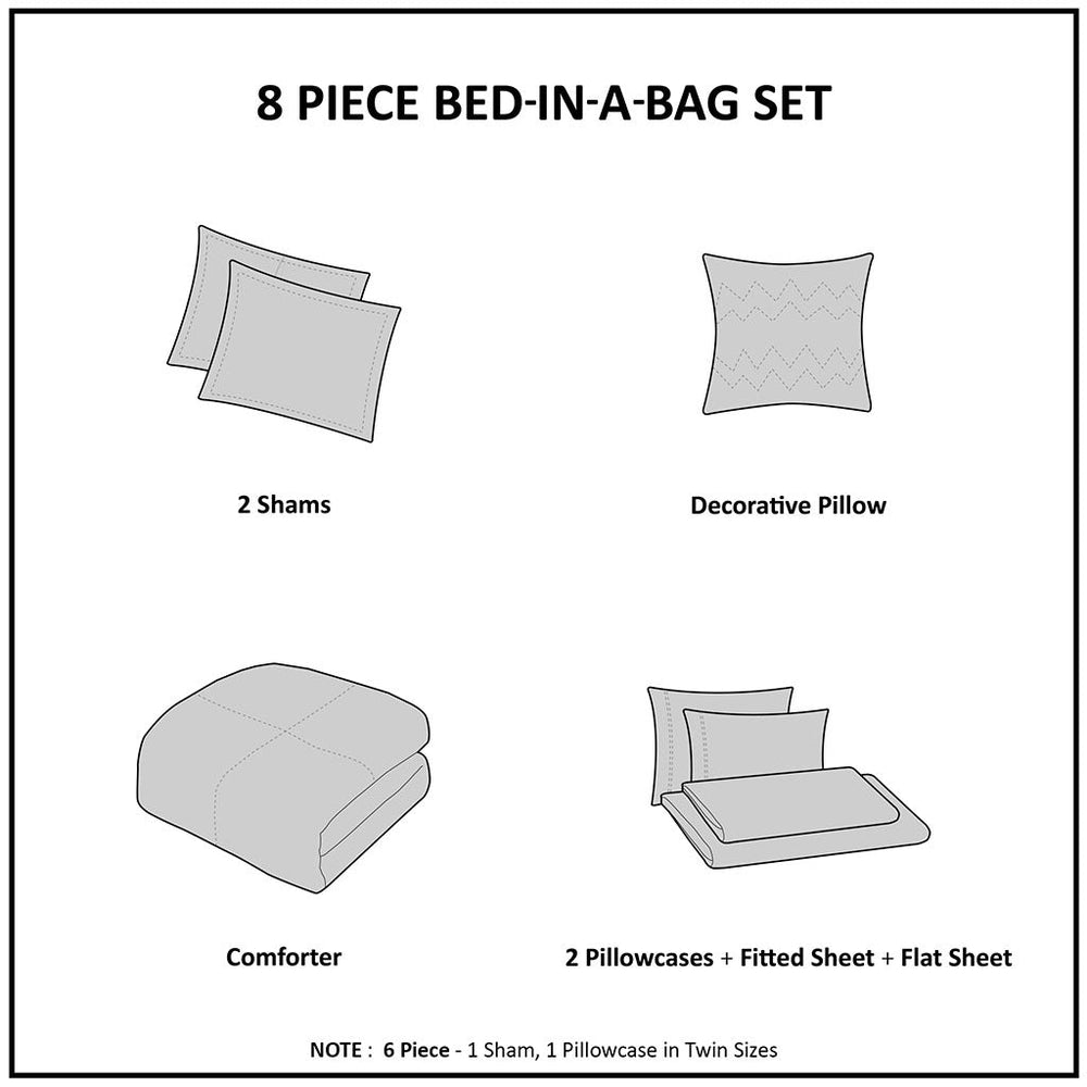 Twin XL Striped Comforter Set with Bed Sheets Media 7