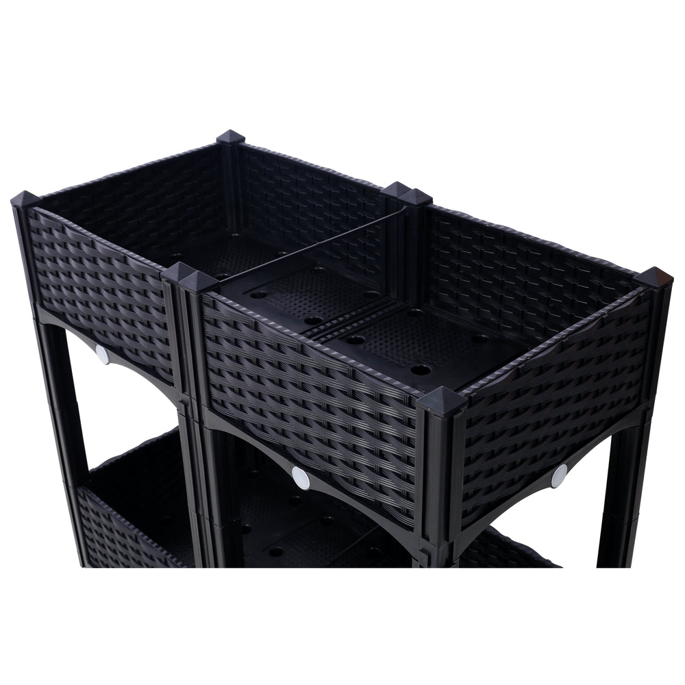 Planter Raised Beds - Elevated Planter Garden Box with Drainage Plug Raised Garden Beds for Vegetable/Flower/Herb Outdoor Standing Planter Beds Gardening Kit,Black,31.5'x15.7'x27.7' Media 8